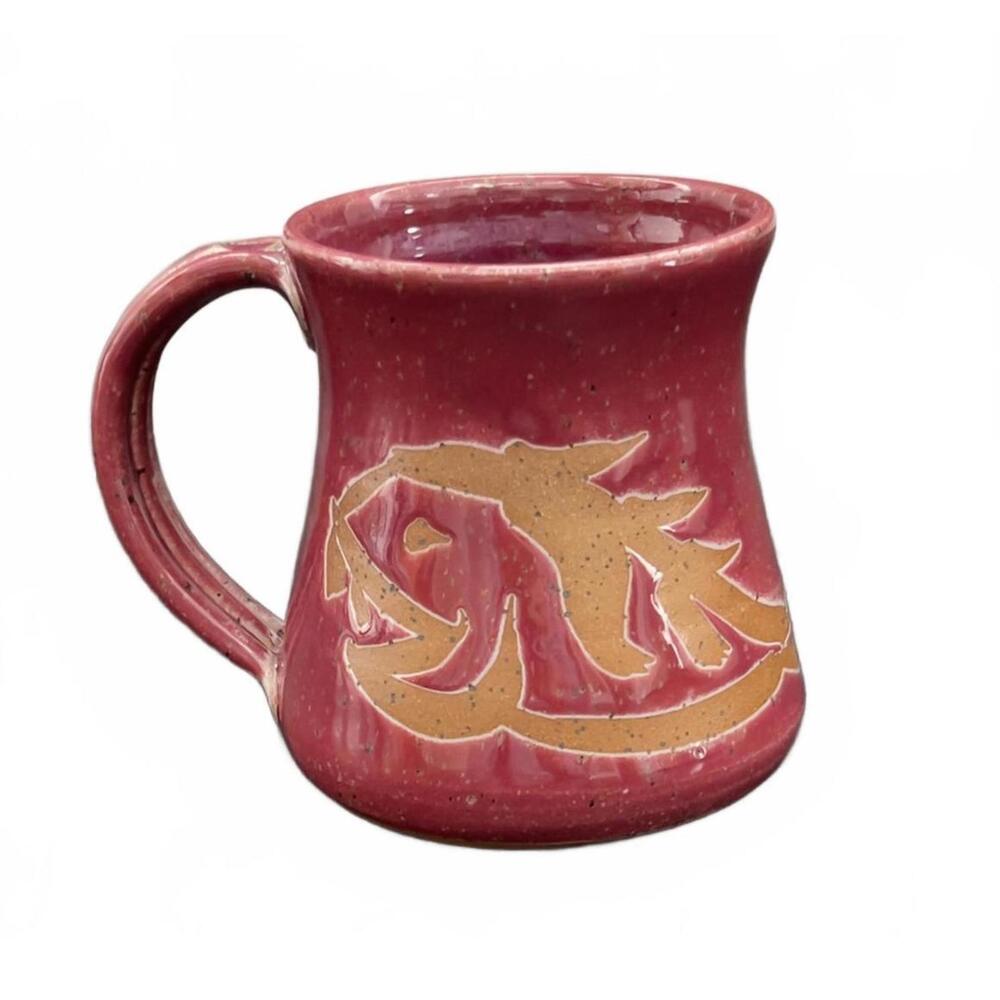 Mississippi‎ Mud Pottery Handcrafted Red Ceramic Mug with Fish Design